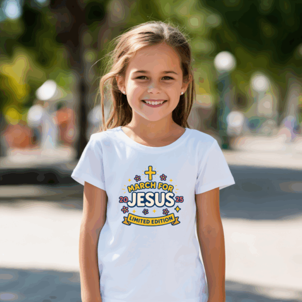 The March for Jesus Girls T-Shirt is available for purchase until Thursday, June 30th. 2025. It will be delivered to you the week of July 6th, 2025. We will confirm date and time of delivery once your order has been fulfilled. Thank you!